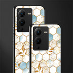 white marble tiles back phone cover | glass case for vivo v25 pro 5g