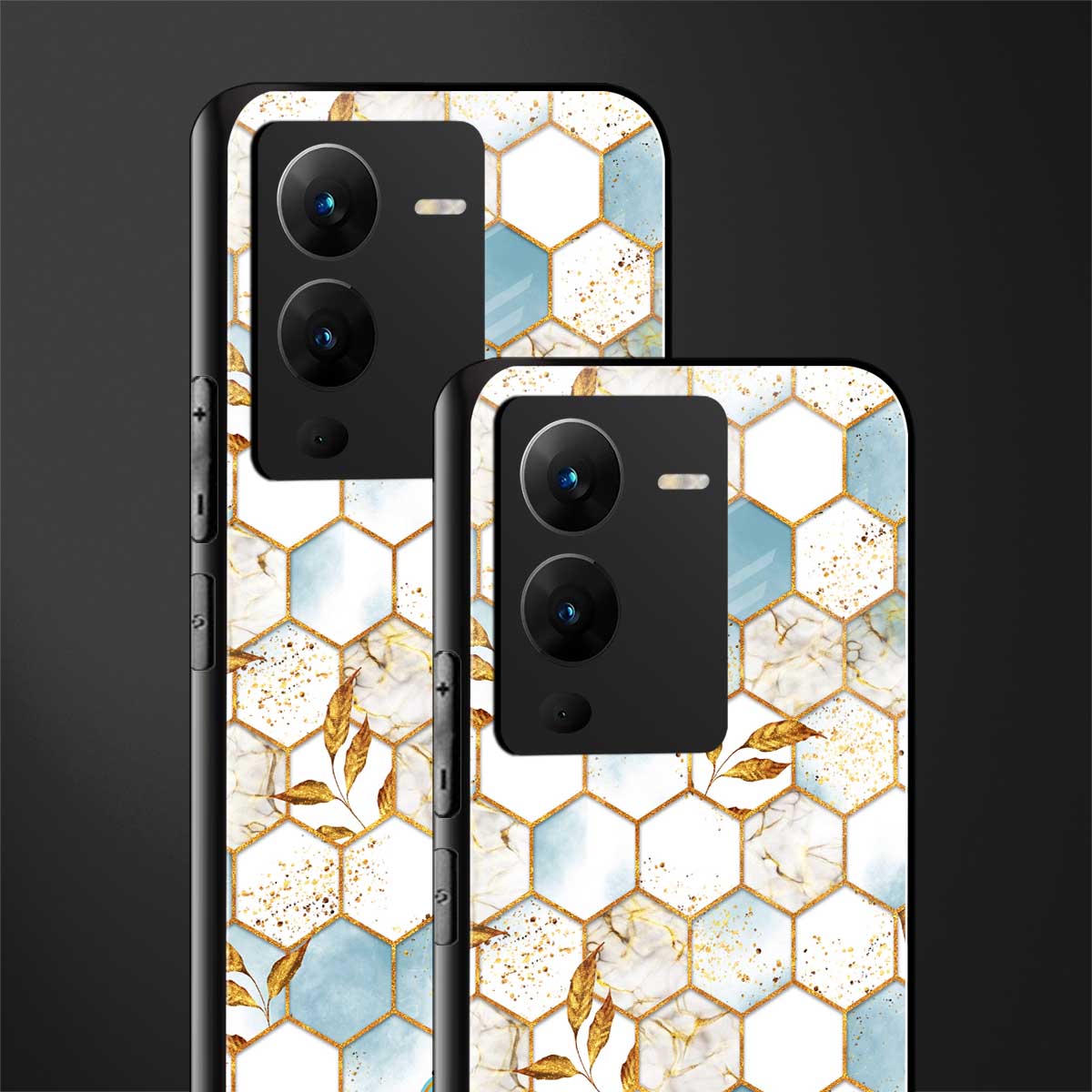 white marble tiles back phone cover | glass case for vivo v25 pro 5g