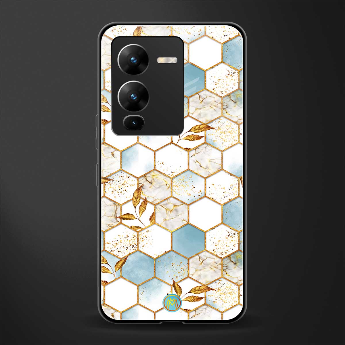 white marble tiles back phone cover | glass case for vivo v25 pro 5g