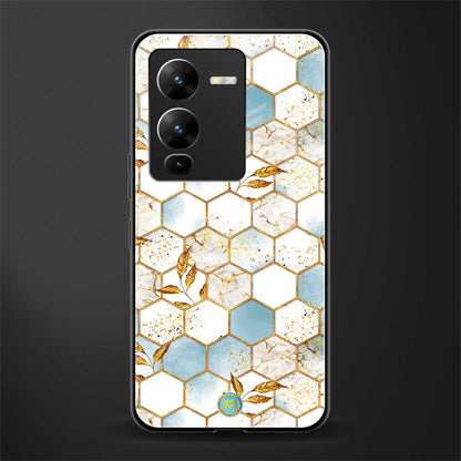 white marble tiles back phone cover | glass case for vivo v25 pro 5g