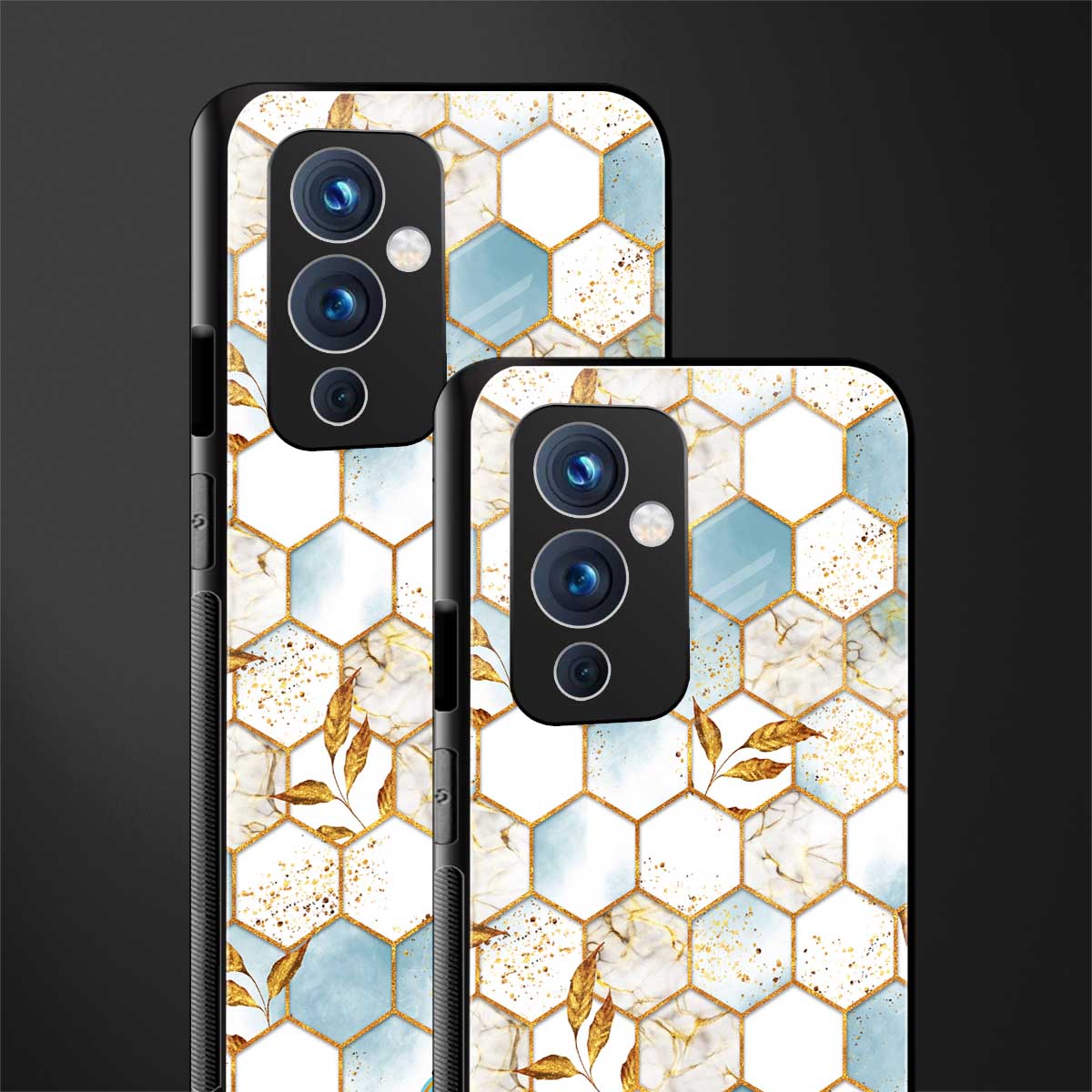 white marble tiles back phone cover | glass case for oneplus 9