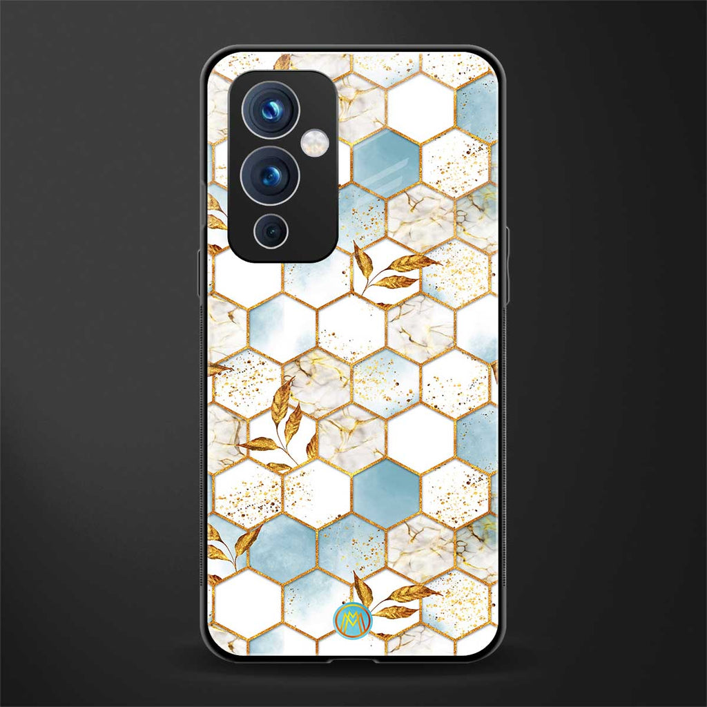 white marble tiles back phone cover | glass case for oneplus 9