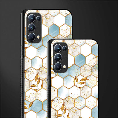white marble tiles back phone cover | glass case for oppo reno 5