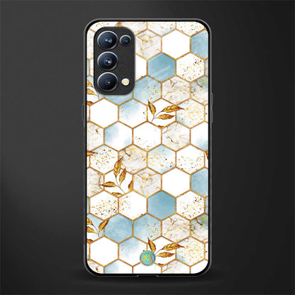 white marble tiles back phone cover | glass case for oppo reno 5