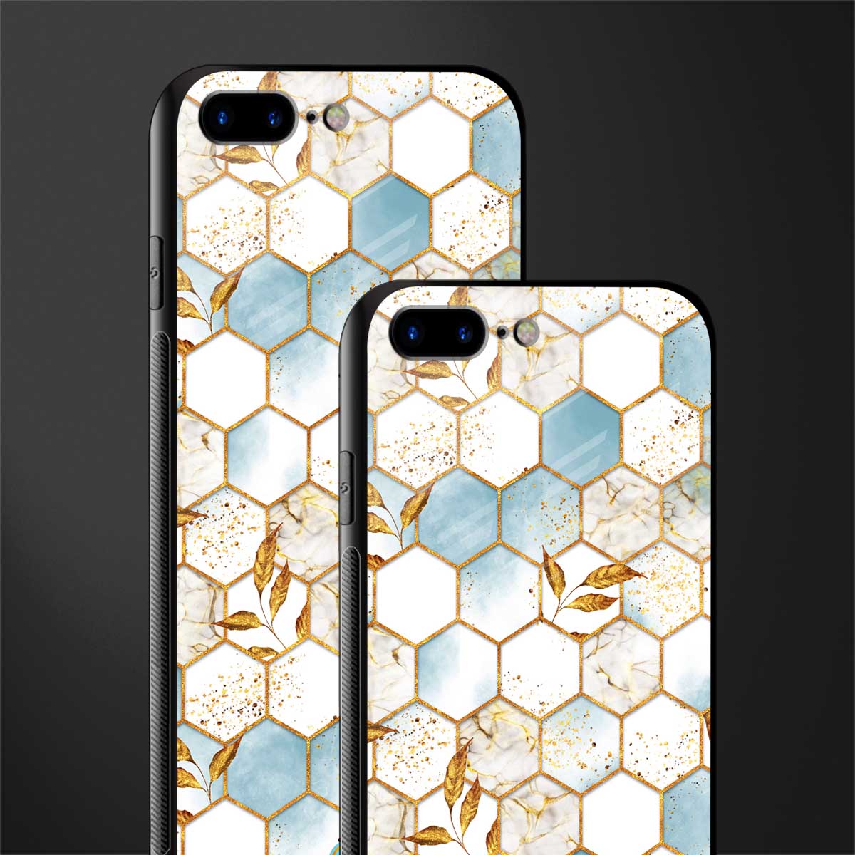 white marble tiles glass case for iphone 8 plus image-2