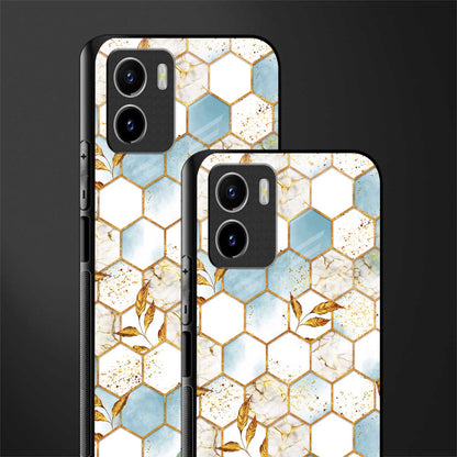 white marble tiles back phone cover | glass case for vivo y72