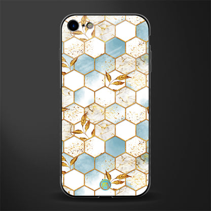 white marble tiles glass case for iphone se 2020 image