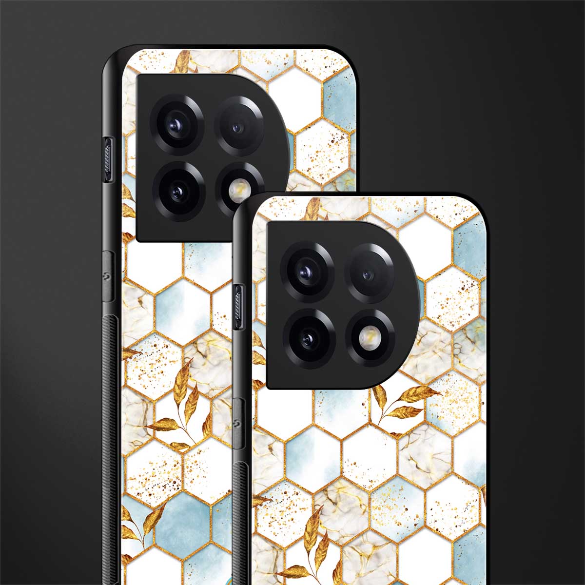 white marble tiles back phone cover | glass case for oneplus 11