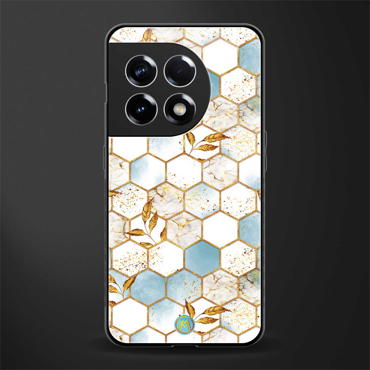 white marble tiles back phone cover | glass case for oneplus 11r