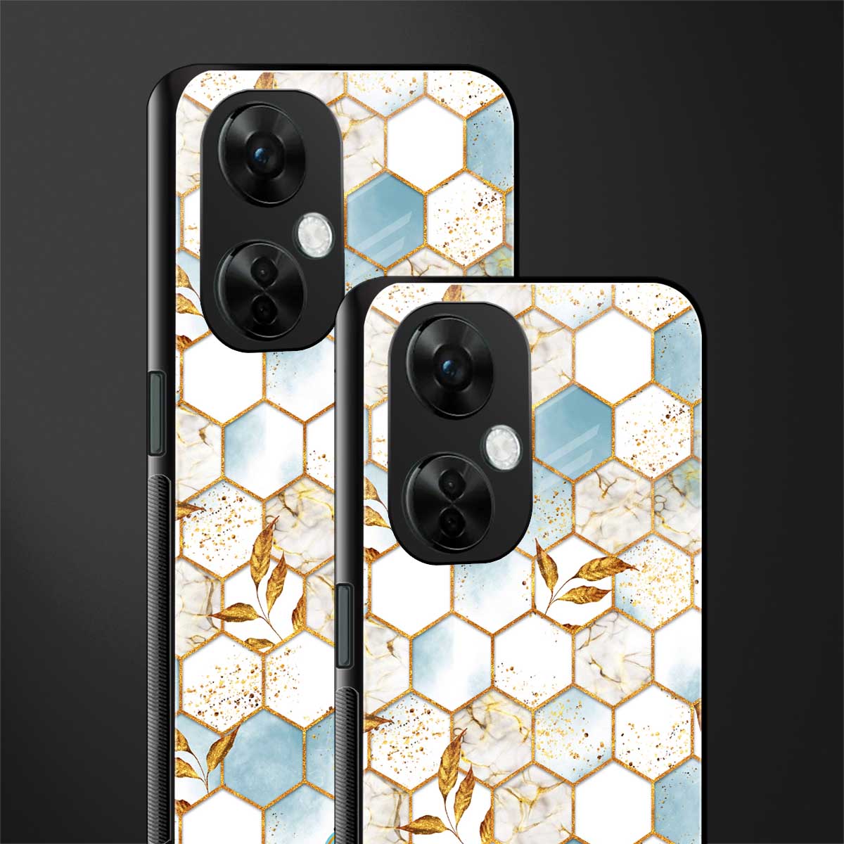 white marble tiles back phone cover | glass case for oneplus nord ce 3 lite