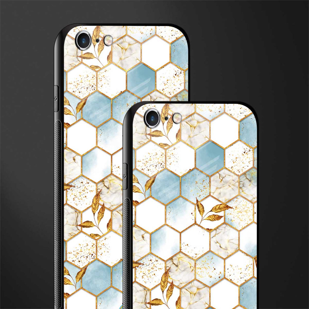 white marble tiles glass case for iphone 6s image-2