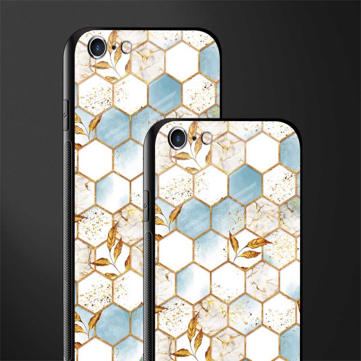 white marble tiles glass case for iphone 6 image-2