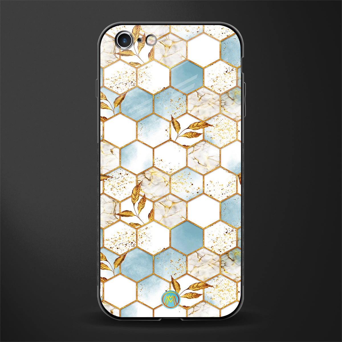 white marble tiles glass case for iphone 6 plus image