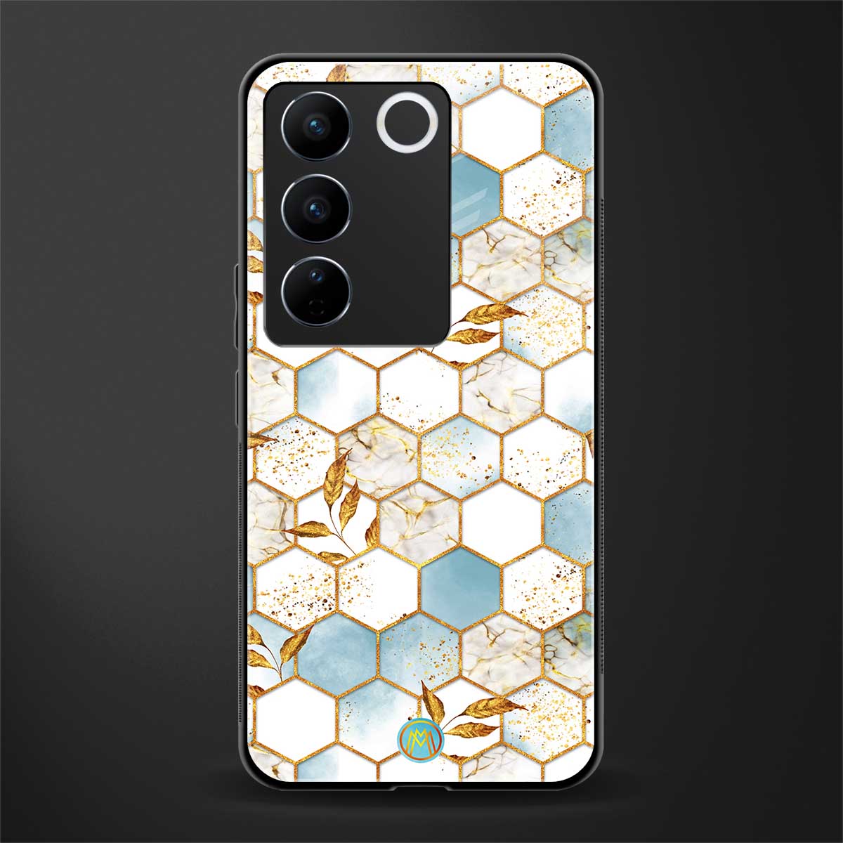 white marble tiles back phone cover | glass case for vivo v27 pro 5g