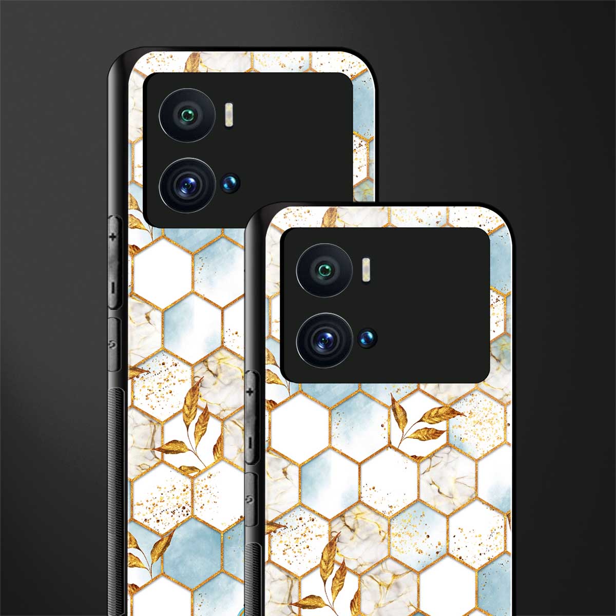 white marble tiles back phone cover | glass case for iQOO 9 Pro