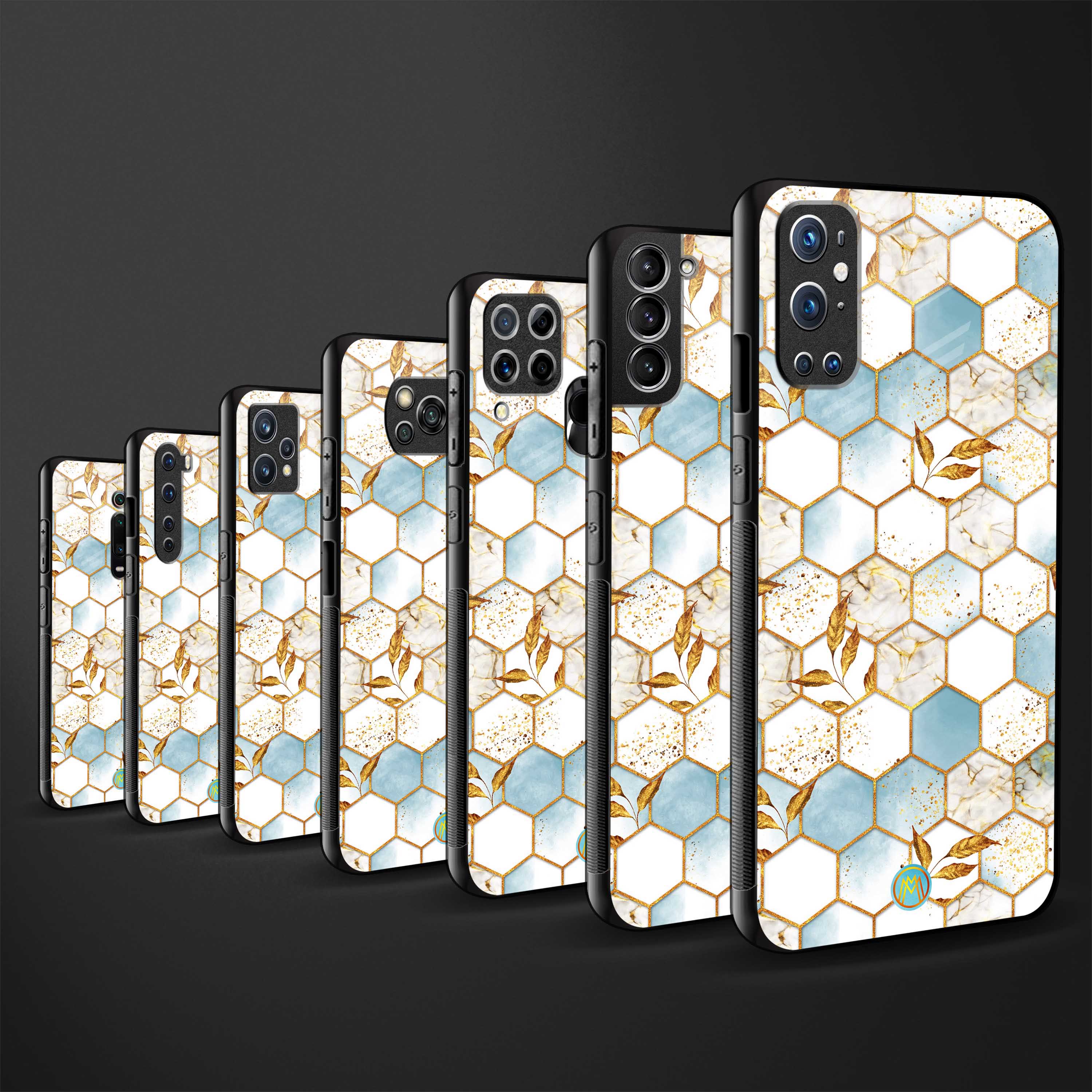 white marble tiles glass case for realme 7 image-3