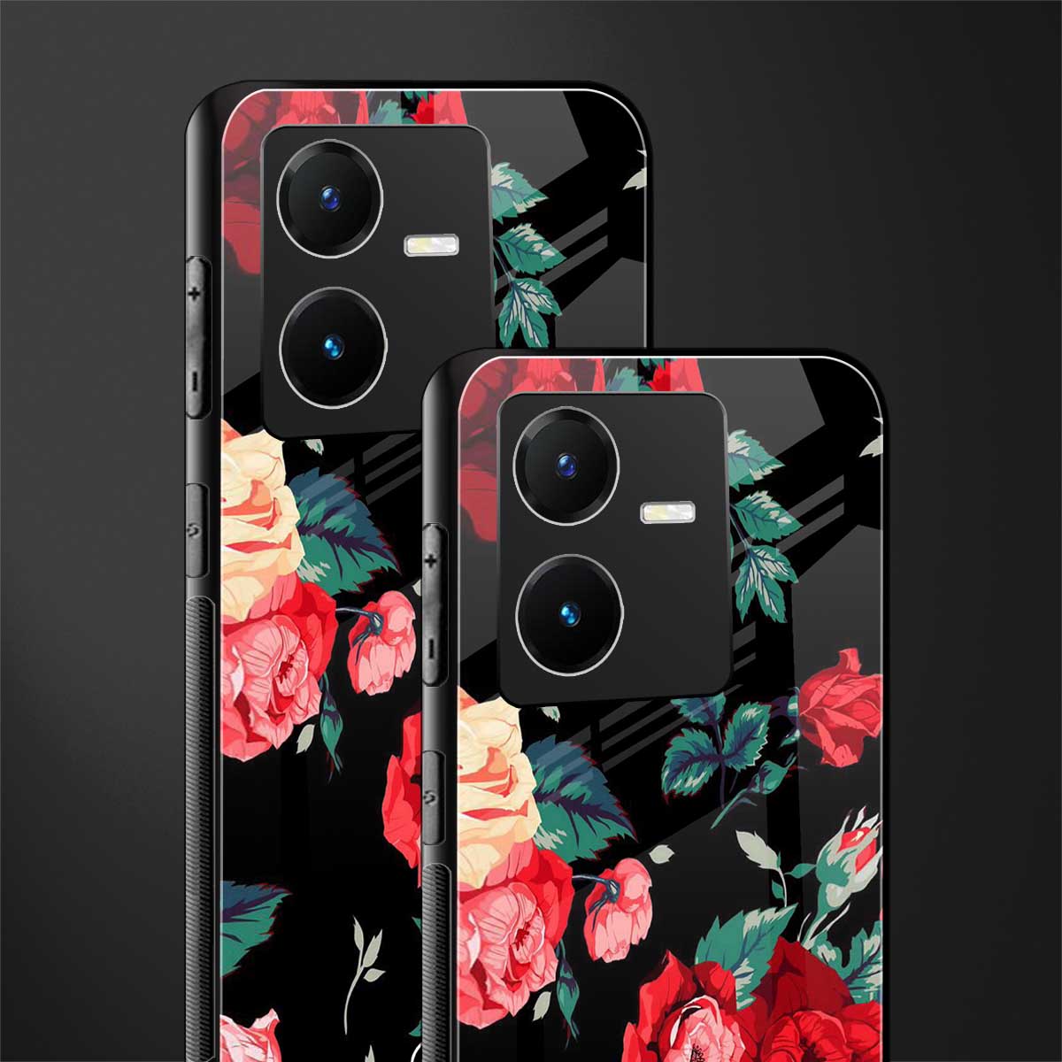 wildflower back phone cover | glass case for vivo y22