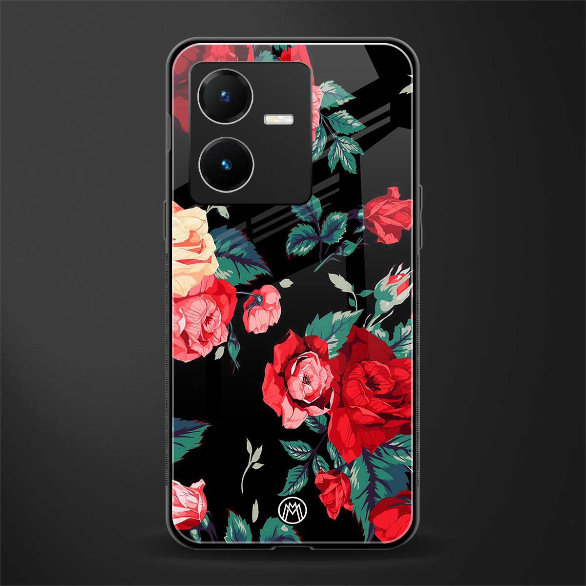 wildflower back phone cover | glass case for vivo y22