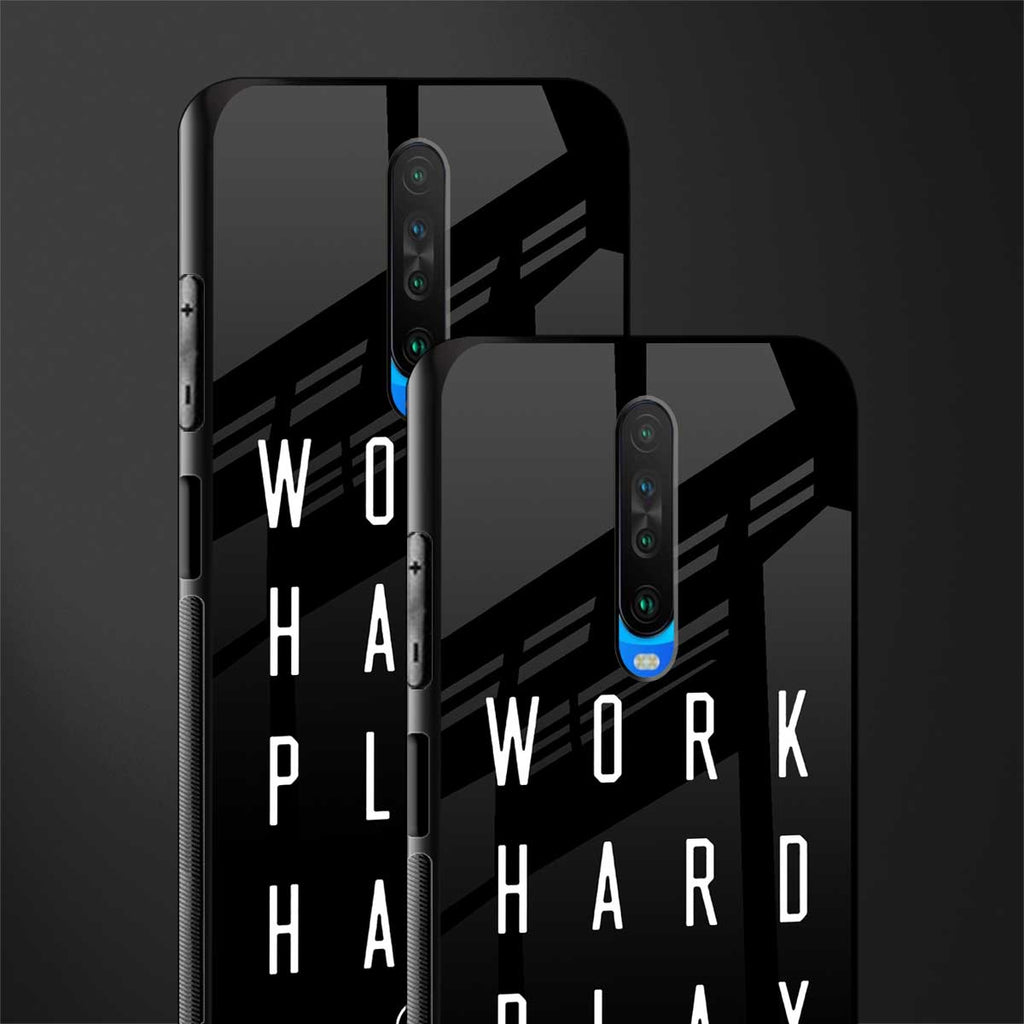 work hard play hard glass case for poco x2 image-2