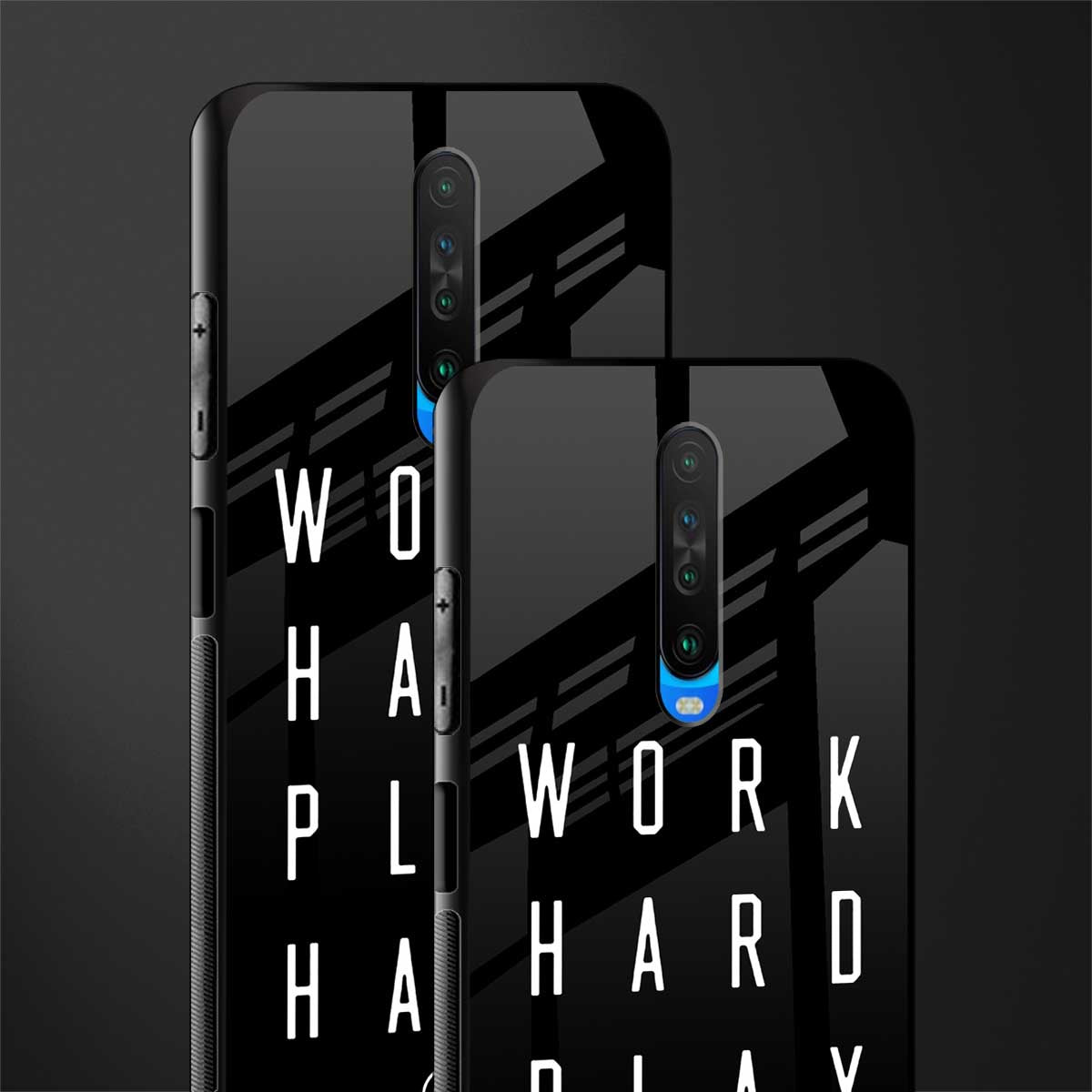 work hard play hard glass case for poco x2 image-2