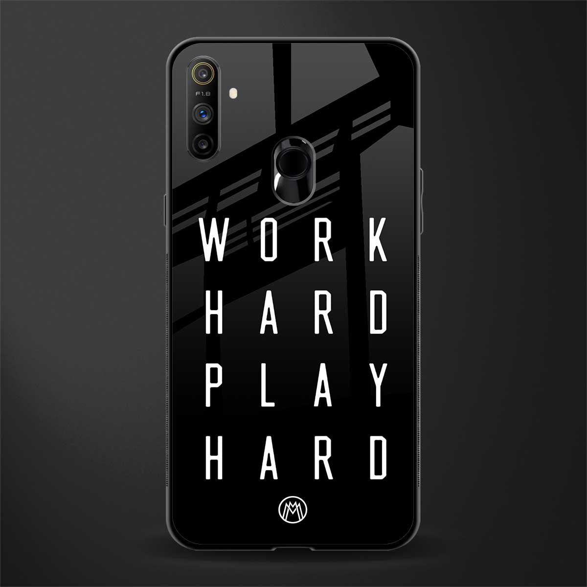 work hard play hard glass case for realme narzo 10a image