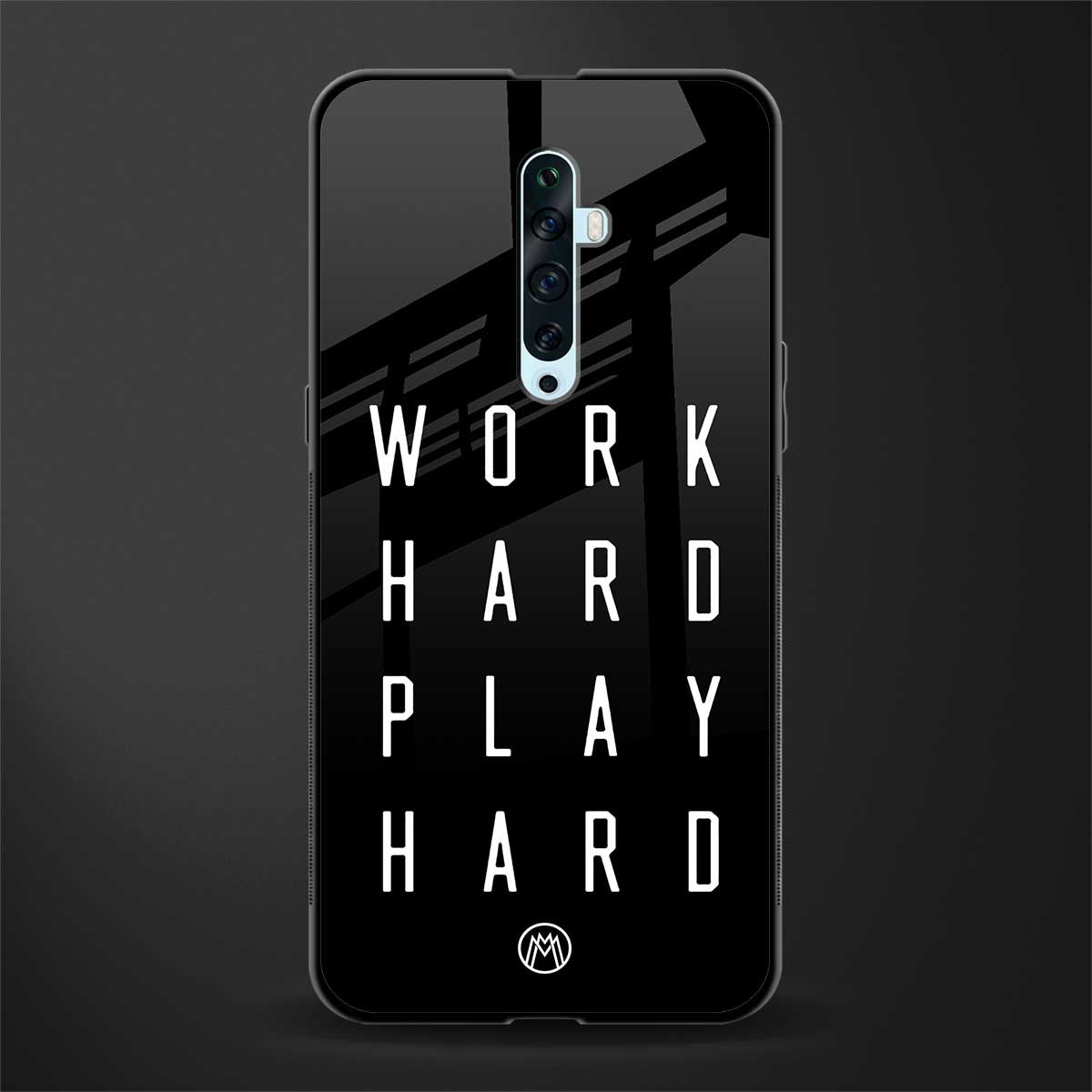 work hard play hard glass case for oppo reno 2z image