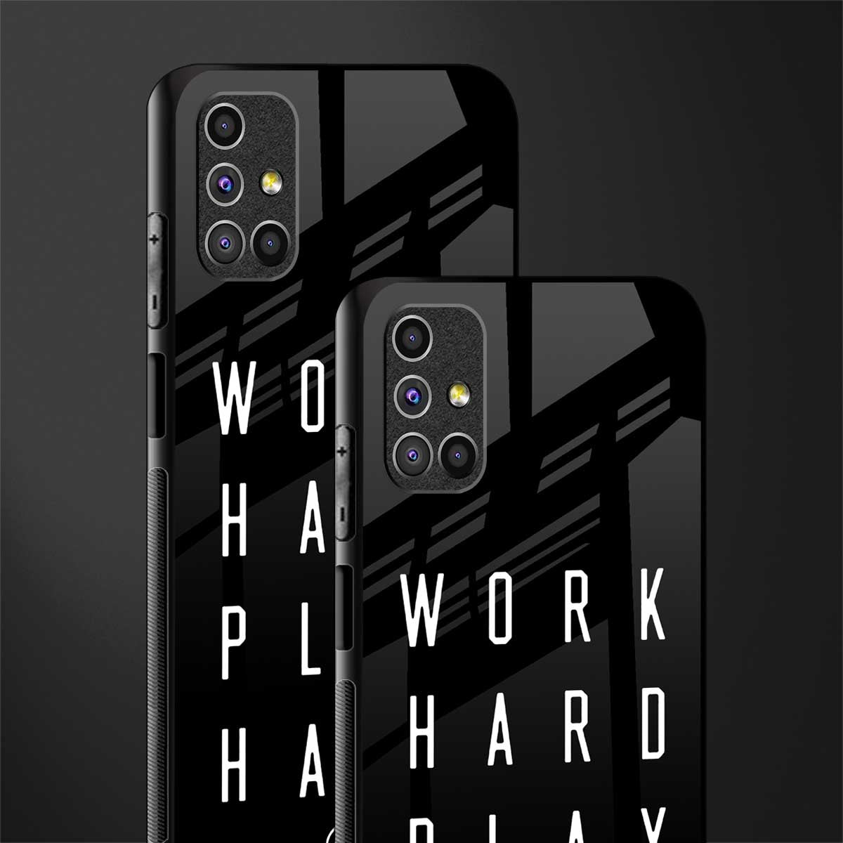 work hard play hard glass case for samsung galaxy m51 image-2