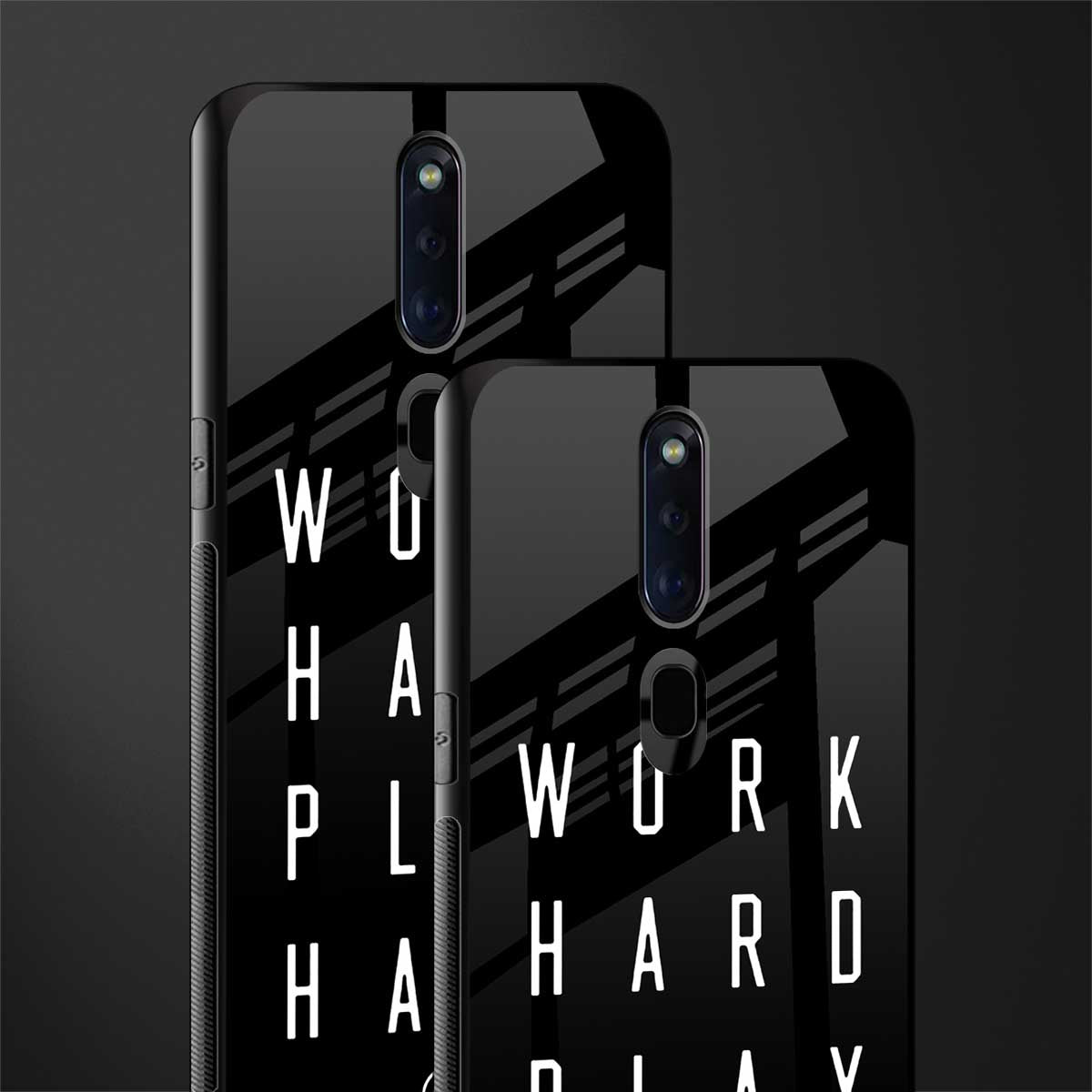 work hard play hard glass case for oppo f11 pro image-2
