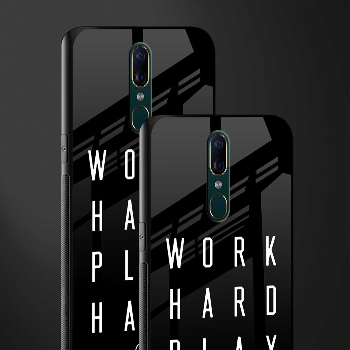 work hard play hard glass case for oppo a9 image-2
