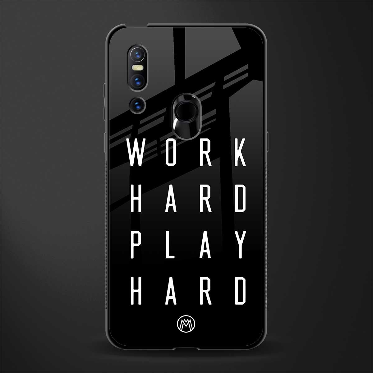 work hard play hard glass case for vivo v15 image