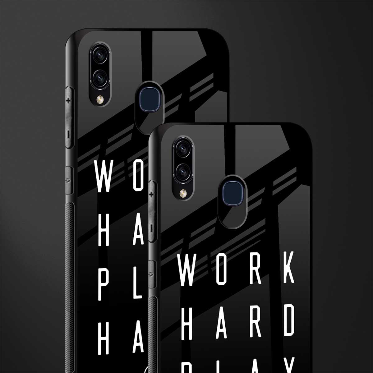 work hard play hard glass case for samsung galaxy m10s image-2