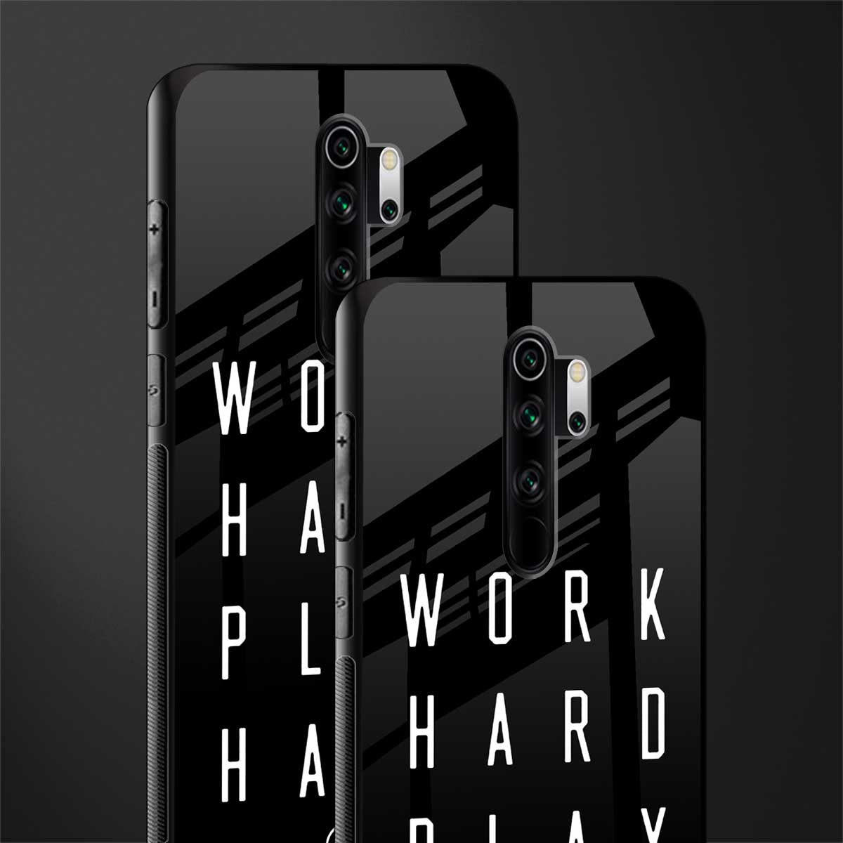 work hard play hard glass case for redmi note 8 pro image-2