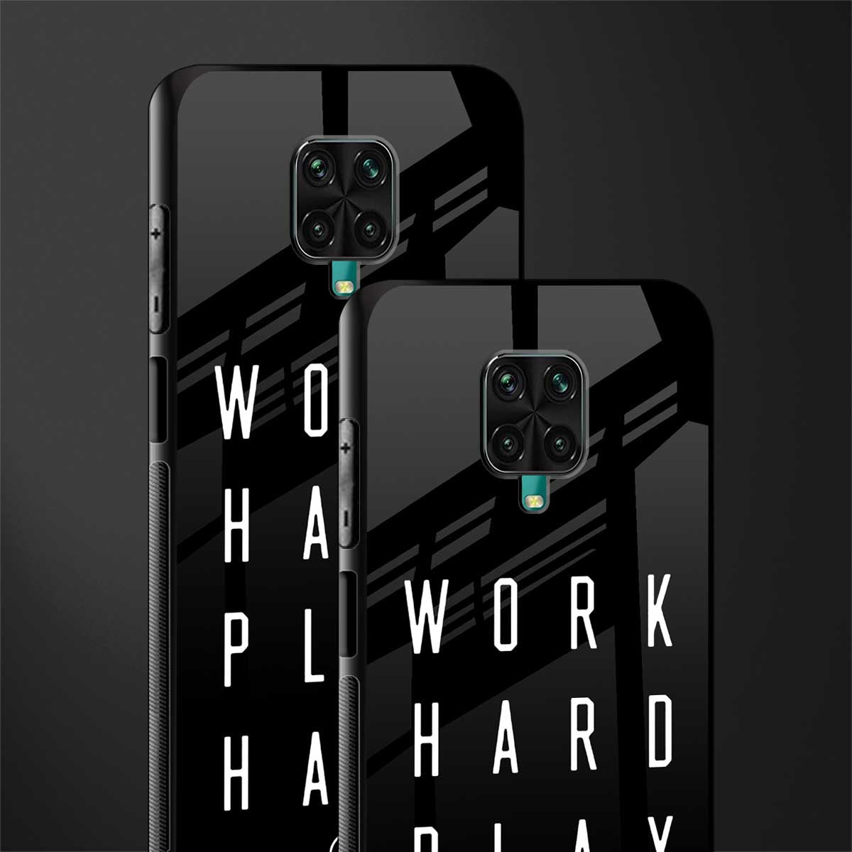 work hard play hard glass case for redmi note 9 pro image-2