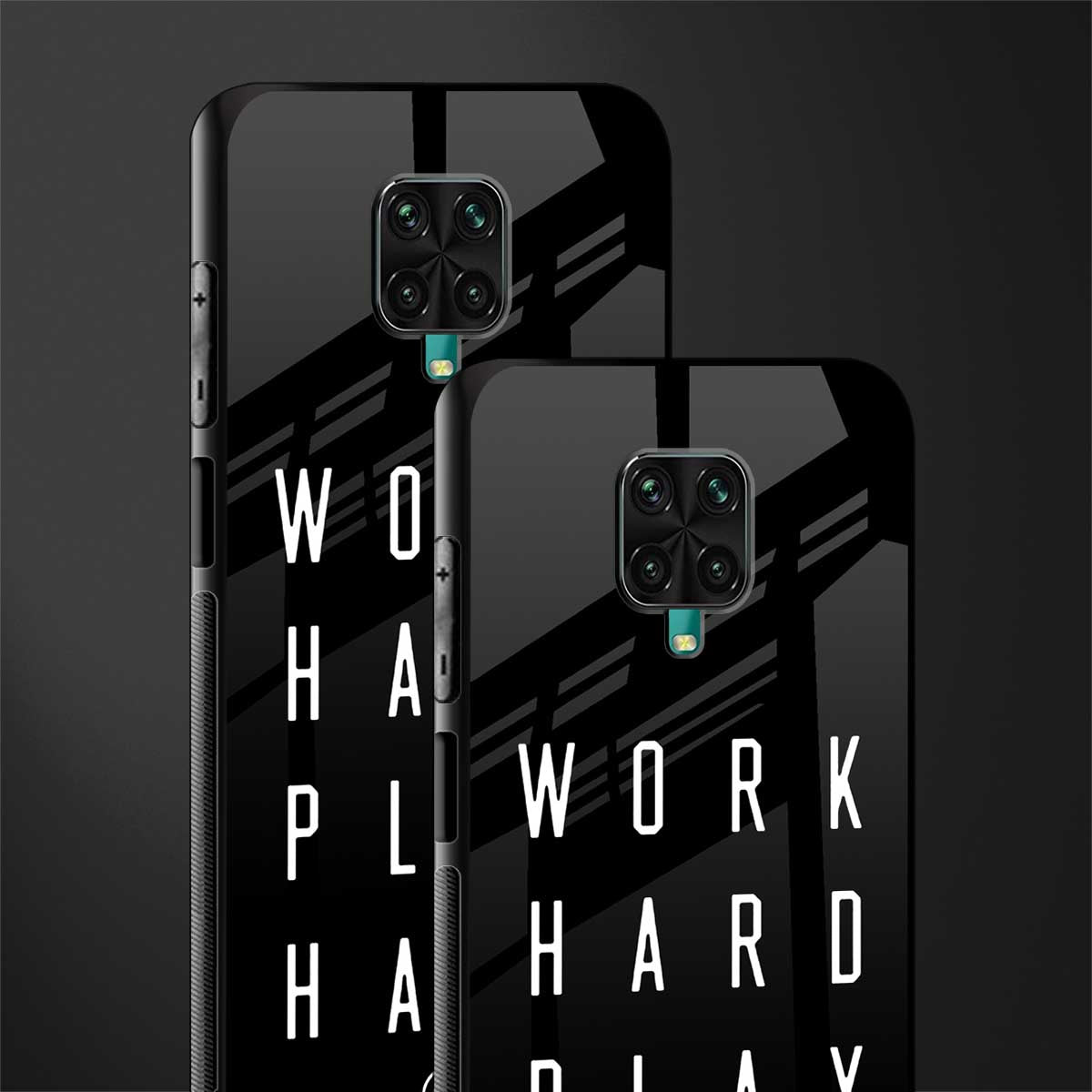 work hard play hard glass case for poco m2 pro image-2