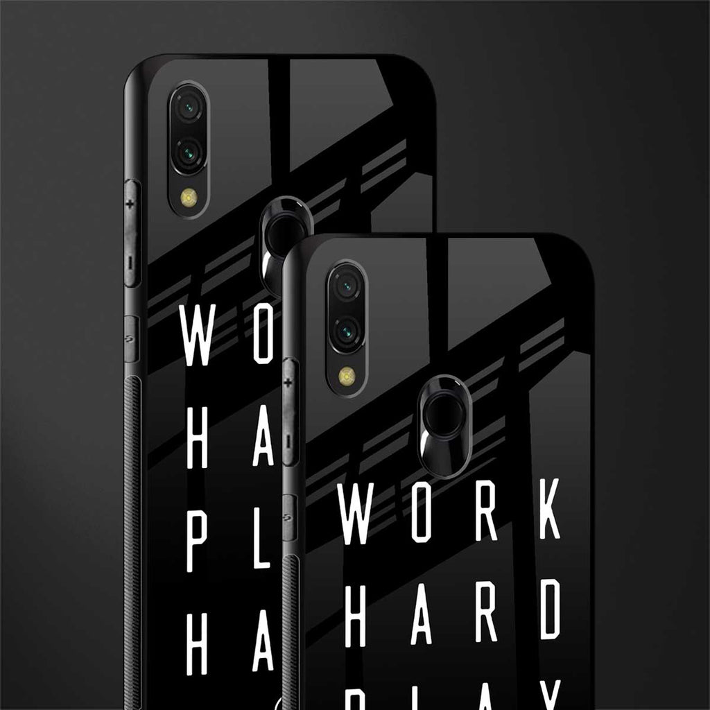 work hard play hard glass case for redmi note 7s image-2
