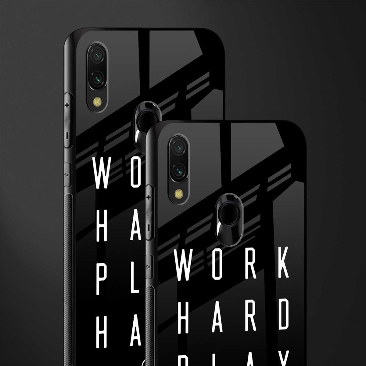work hard play hard glass case for redmi y3 image-2