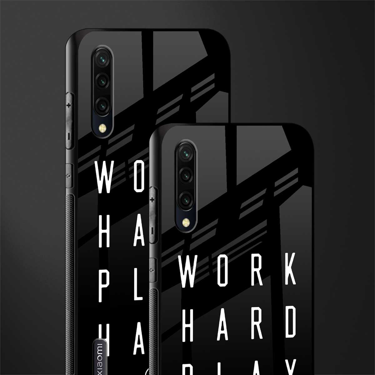 work hard play hard glass case for mi a3 redmi a3 image-2