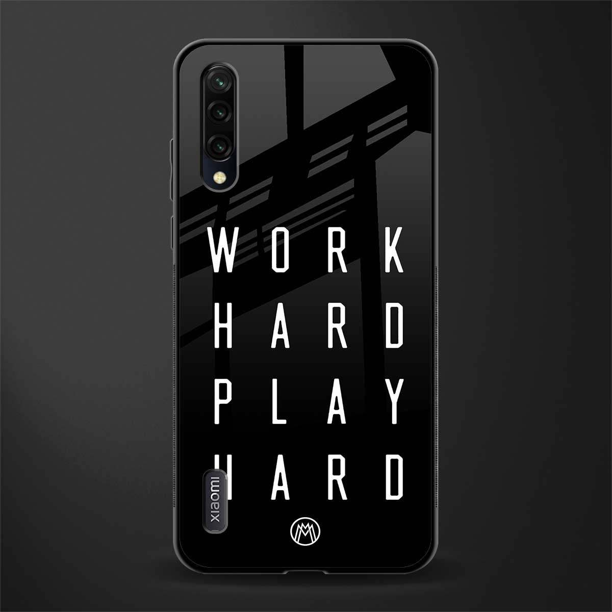 work hard play hard glass case for mi a3 redmi a3 image