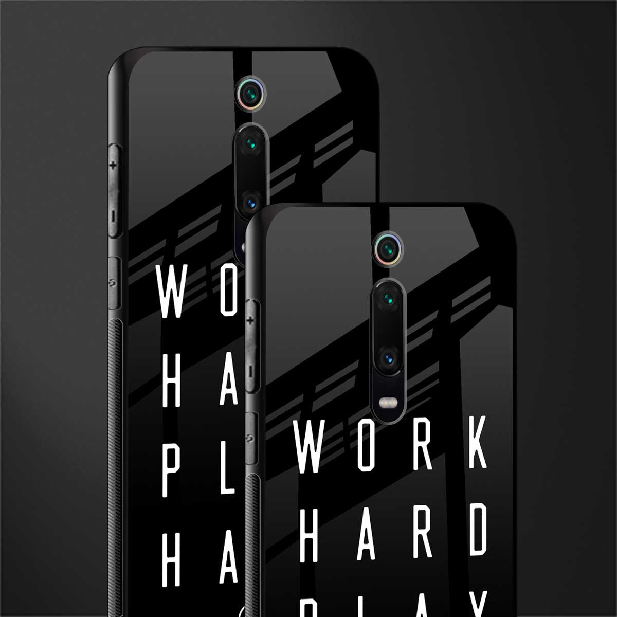 work hard play hard glass case for redmi k20 image-2
