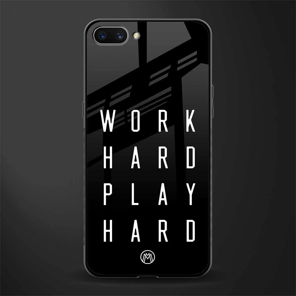 work hard play hard glass case for oppo a3s image