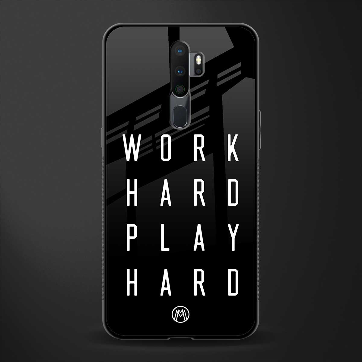 work hard play hard glass case for oppo a5 2020 image
