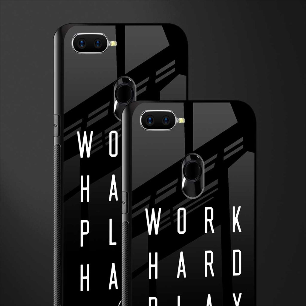 work hard play hard glass case for oppo a12 image-2