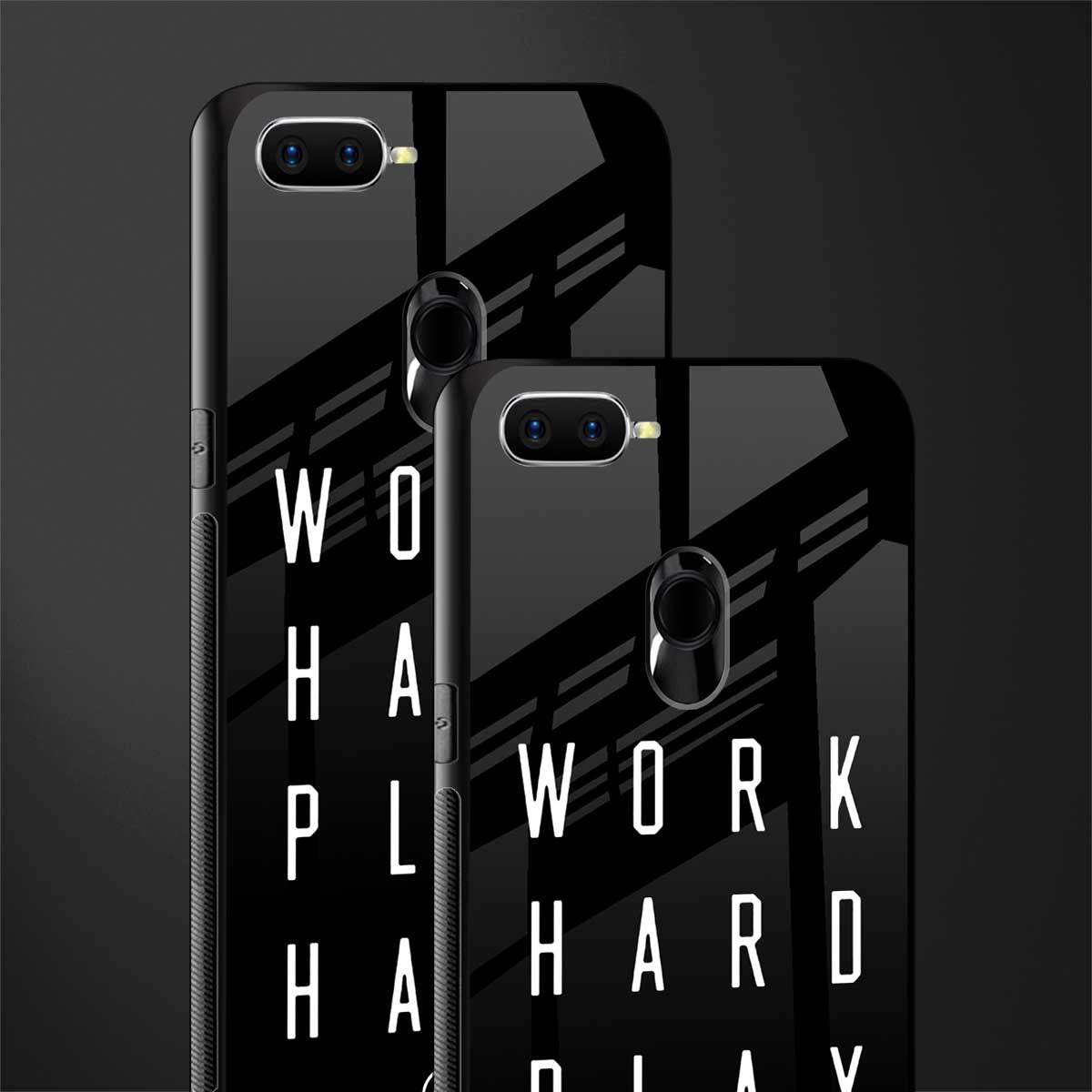 work hard play hard glass case for oppo a12 image-2