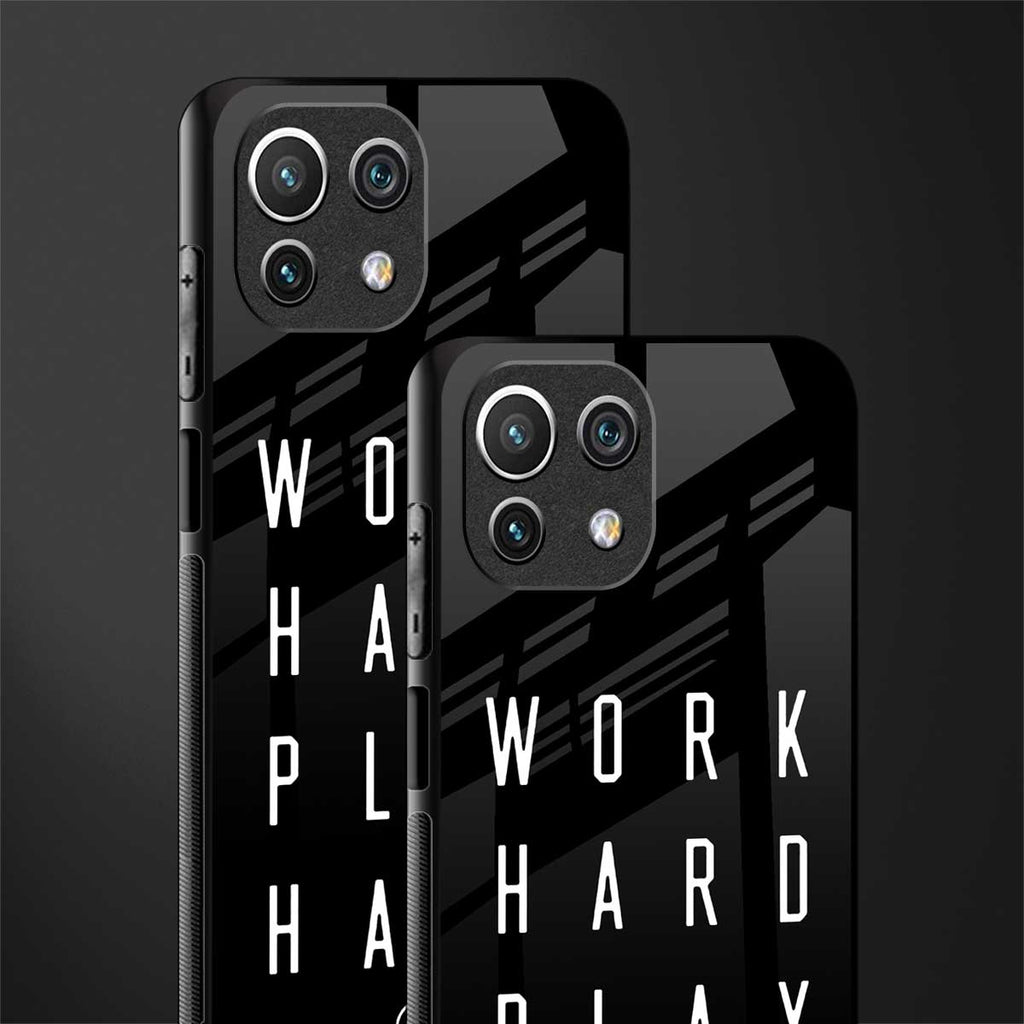 work hard play hard glass case for mi 11 lite image-2