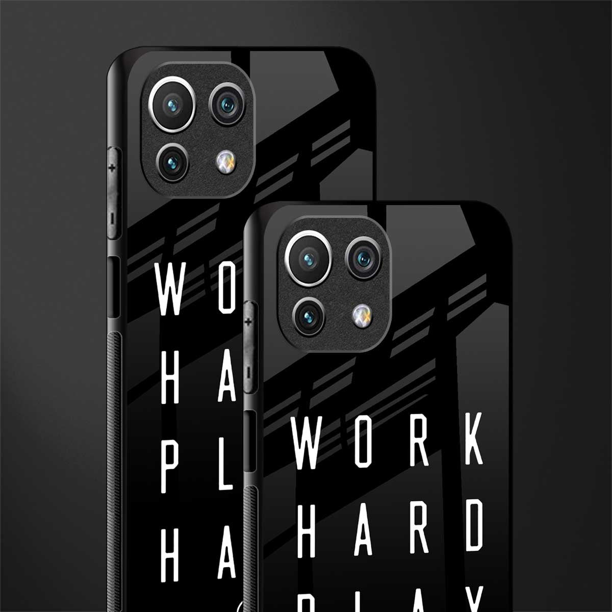 work hard play hard glass case for mi 11 lite image-2