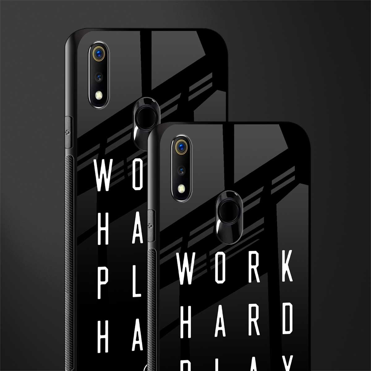 work hard play hard glass case for realme 3 pro image-2