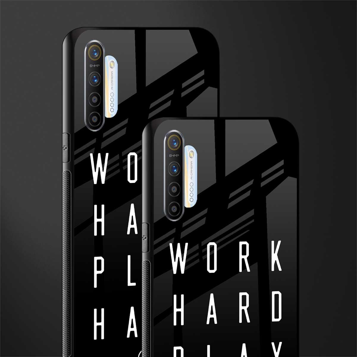 work hard play hard glass case for realme xt image-2