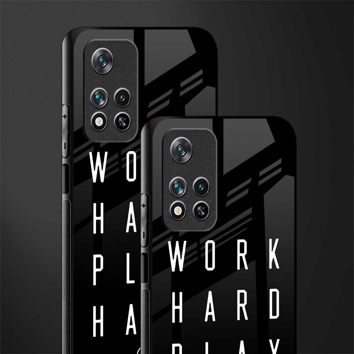 work hard play hard glass case for poco m4 pro 5g image-2