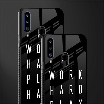 work hard play hard glass case for samsung galaxy a20s image-2