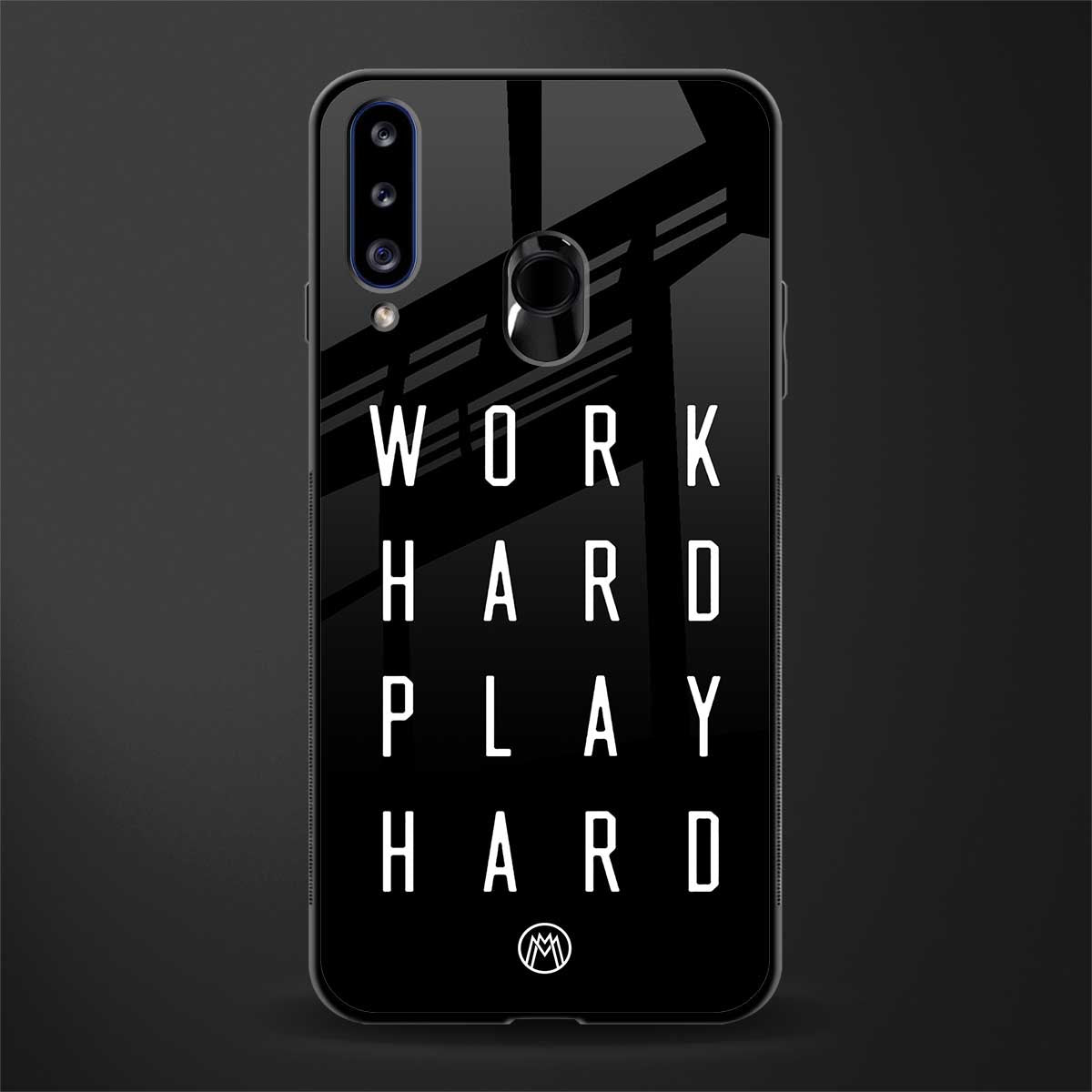 work hard play hard glass case for samsung galaxy a20s image